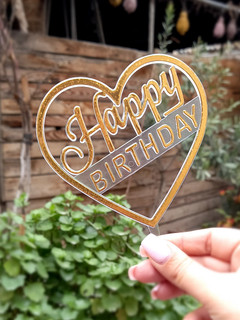 تاپر پلاستیکی Happy birth day طرح قلب